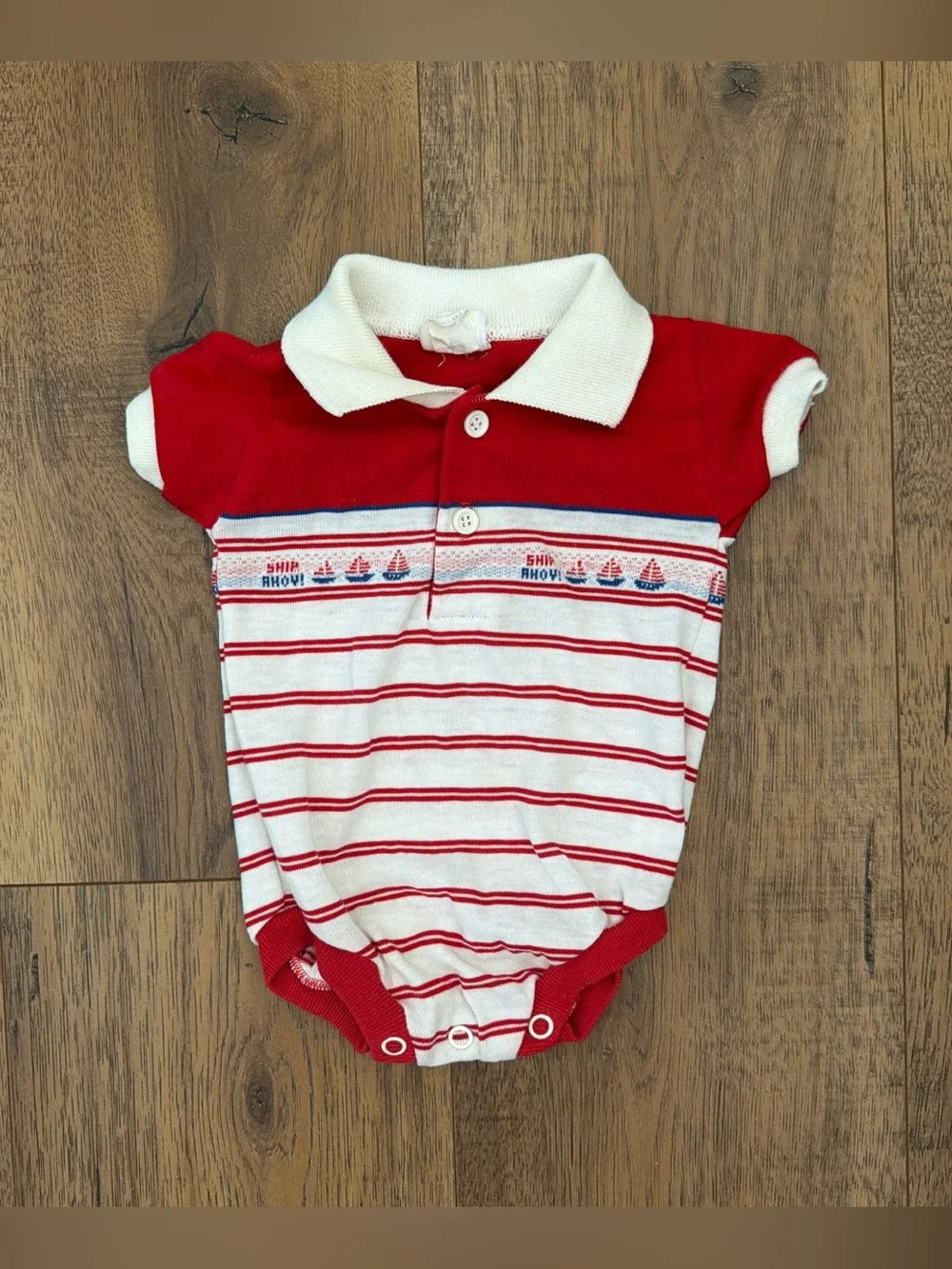 Vintage baby Red & White Striped Polo
